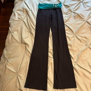 Aeropostale Black Flare Pants with Teal Waistband